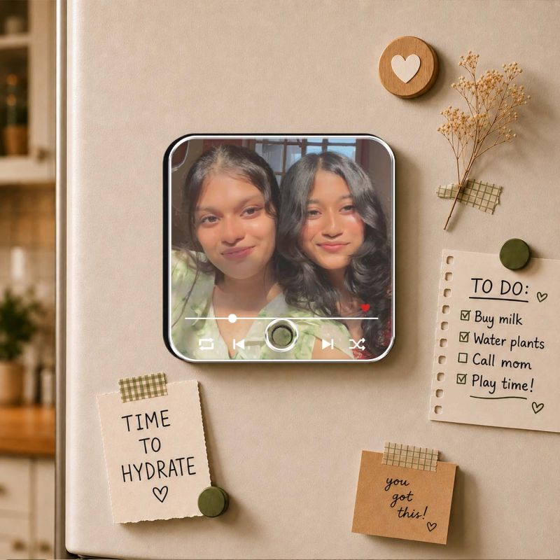 Personalized Gift for Best Friends  Custom Musical Fridge Magnet with Photo & Any Song Birthday Gift for Bestie & Friendship Day Gift for Female Friend Long Distance Gift